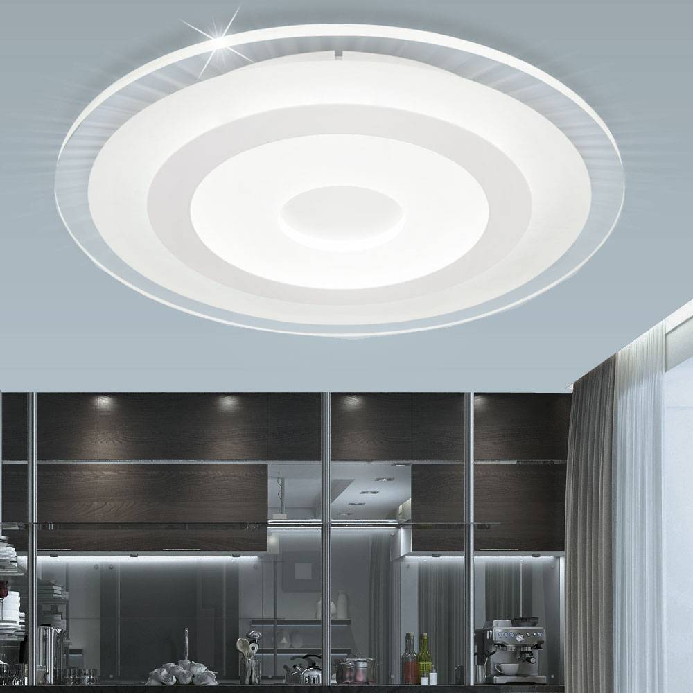 Deckenleuchte Lampe Schlafzimmerleuchte Wohnzimmerlampe, CCT Schaltung Farbwechsler, Metall weiß klar, 1x LED 36W 2190Lm 3000-6000K, DxH 40x4,5cm