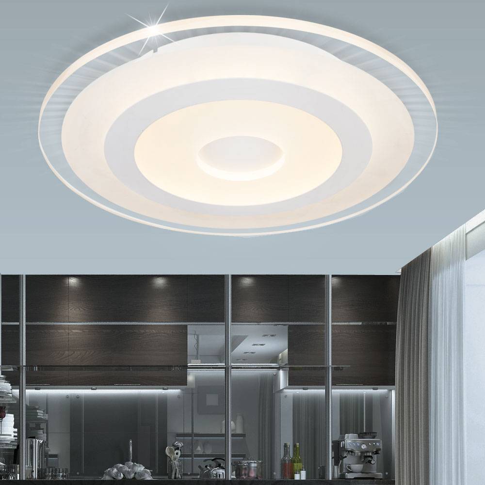 Deckenleuchte Lampe Schlafzimmerleuchte Wohnzimmerlampe, CCT Schaltung Farbwechsler, Metall weiß klar, 1x LED 36W 2190Lm 3000-6000K, DxH 40x4,5cm