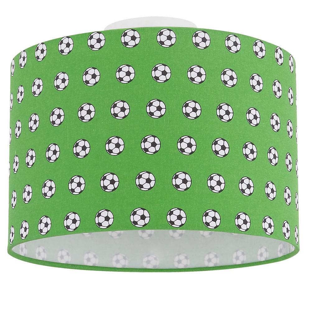 Deckenleuchte Kinderleuchte Kinderzimmerlampe Deckenlampe Schirmleuchte Spielzimmer, Metall weiß grünfarbig, 1x E27 Fassung, DxH 30x25,5 cm