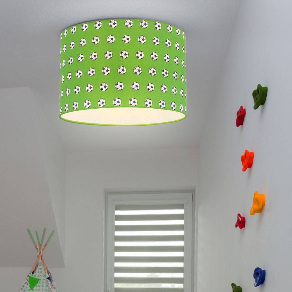 Deckenleuchte Kinderleuchte Kinderzimmerlampe Deckenlampe Schirmleuchte Spielzimmer, Metall weiß grünfarbig, 1x E27 Fassung, DxH 30x25,5 cm