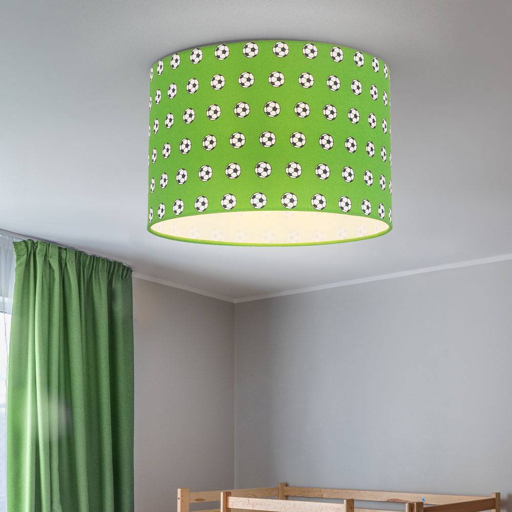 Deckenleuchte Kinderleuchte Kinderzimmerlampe Deckenlampe Schirmleuchte Spielzimmer, Metall weiß grünfarbig, 1x E27 Fassung, DxH 30x25,5 cm