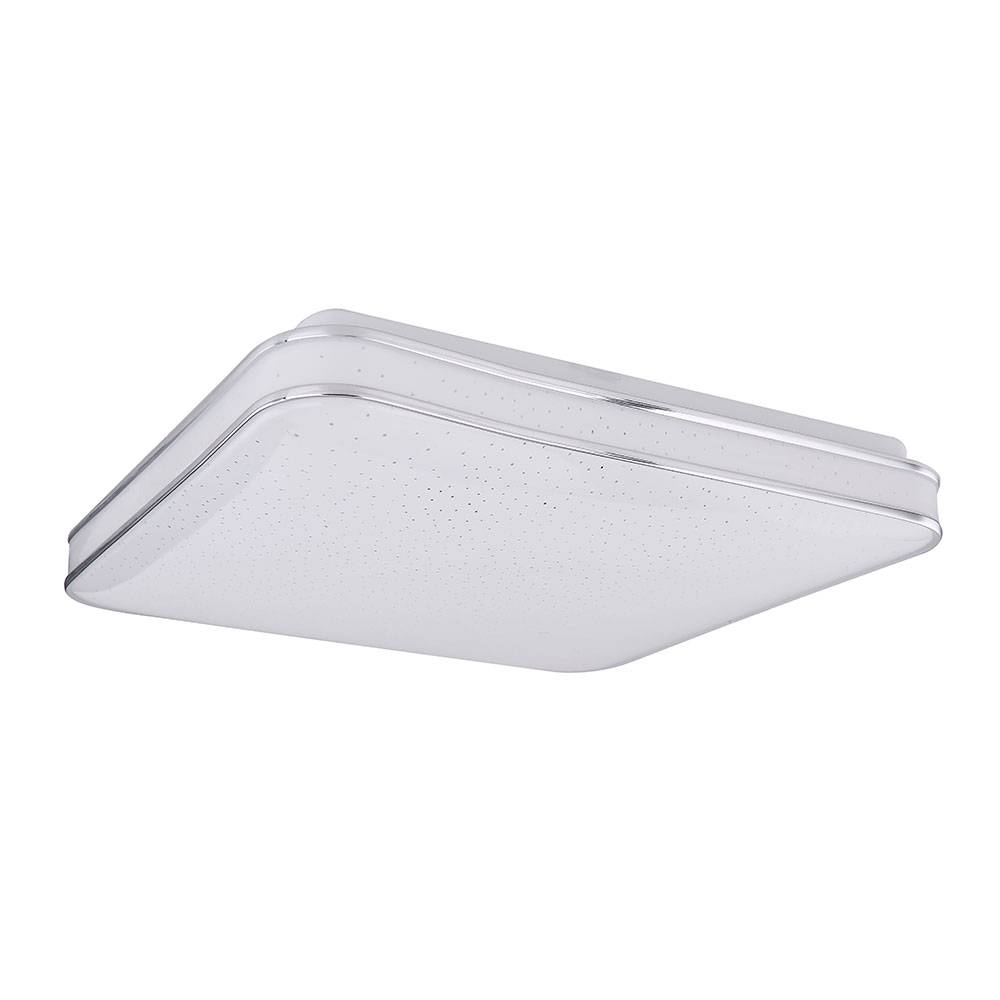 LED Deckenlampe Deckenleuchte Wohnzimmerlampe Metall Acryl weiß Chromring Sparkle Dekor, 24W 1800lm warmweiß, L 33,5 cm