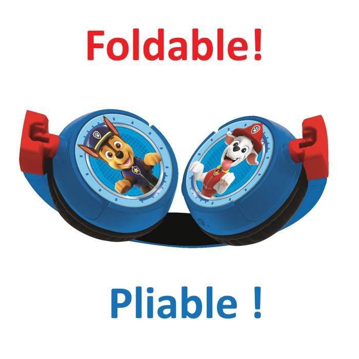 PAT 'PATROUILLE Komfortabler faltbarer 2-in-1-Bluetooth- und kabelgebundener Kopfhörer für Kinder mit Klangbegrenzung - LEXIBOOK