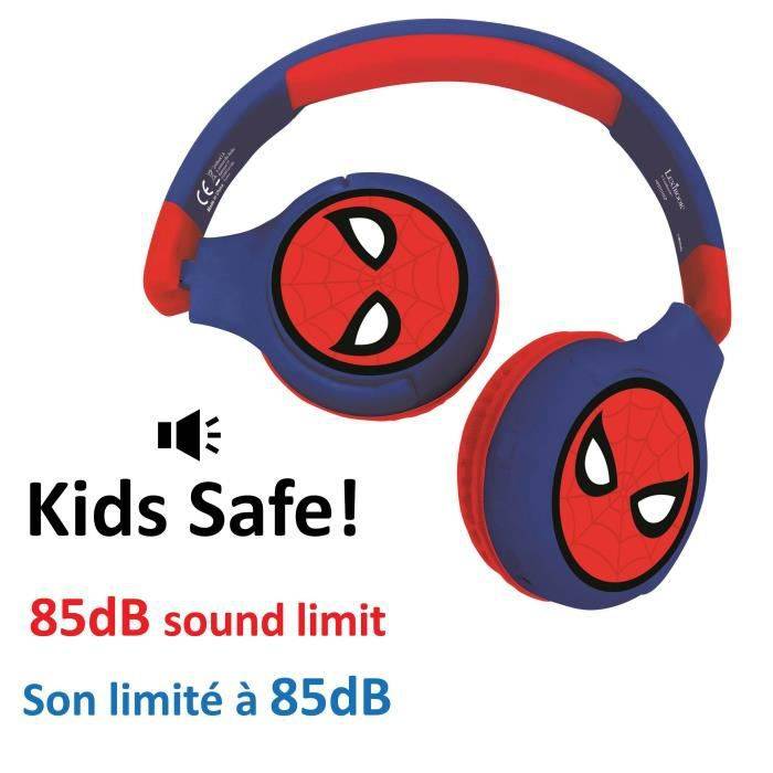 SPIDER-MAN Komfortabler faltbarer 2-in-1-Bluetooth- und Kabelkopfhörer für Kinder mit Geräuschbegrenzung - LEXIBOOK