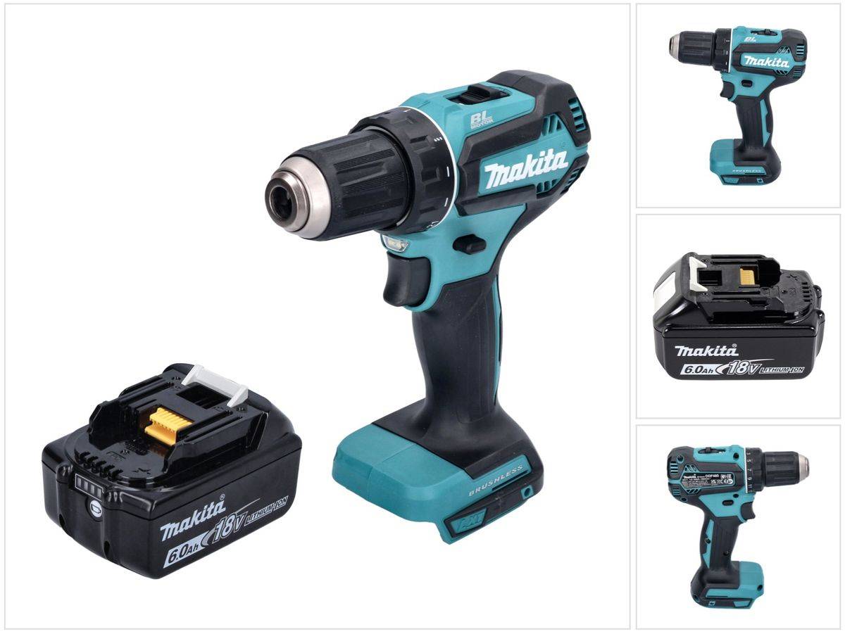 Makita DDF 485 G1 Akku Bohrschrauber 18 V 50 Nm Brushless + 1x Akku 6,0 Ah - ohne Ladegerät