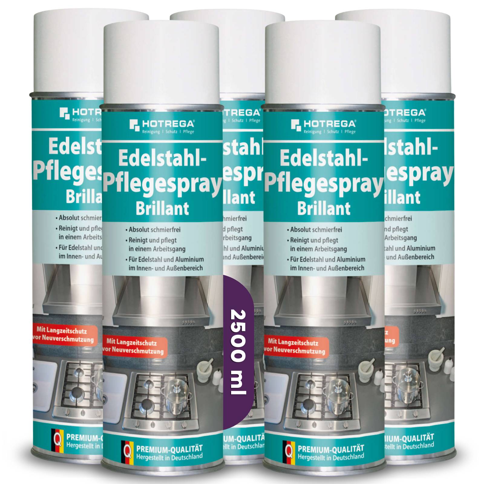 HOTREGA Edelstahl Pflegespray Brillant Sets - Menge:5