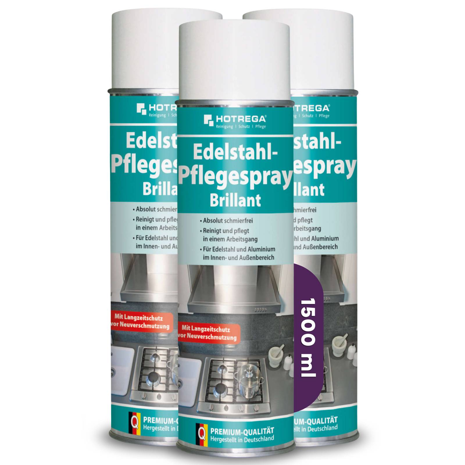 HOTREGA Edelstahl Pflegespray Brillant Sets - Menge:3