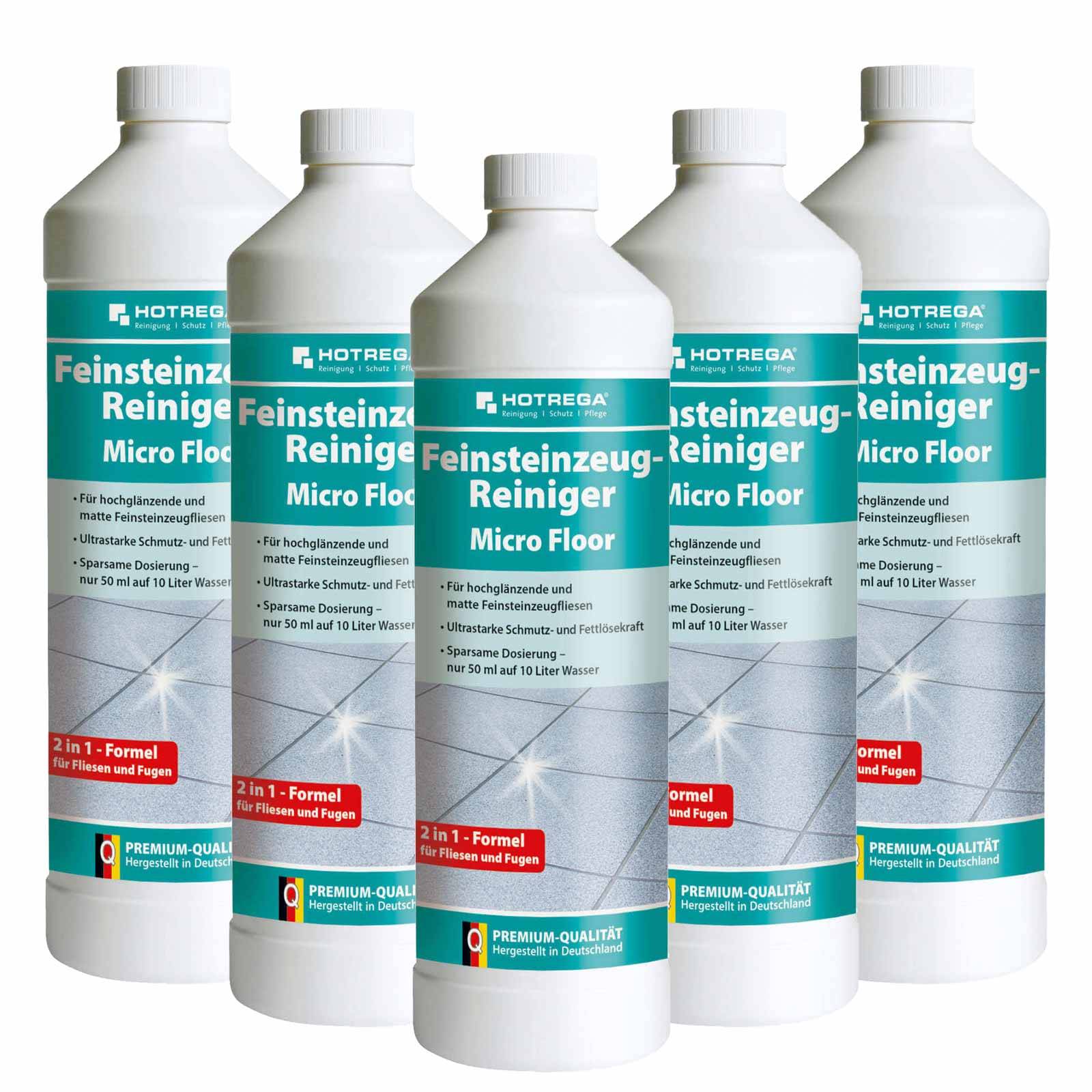 HOTREGA Feinsteinzeug Reiniger Microfloor 1L Konzentrat Set - Menge:5