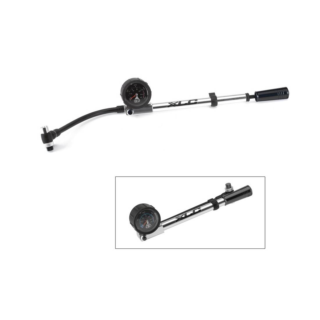 XLC Suspension Pumpe HighAir Pro PU-H03 Präzisionsmanometer und Schlauch, silber