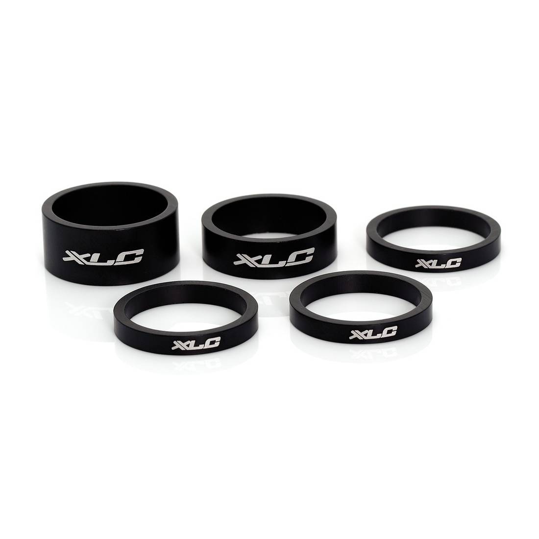 XLC AS-A02 A-Head 1" Spacer-Set: 3 x 5 mm + 1 x 10 mm + 1 x 15 mm, schwarz, 5-teilig (1 Set)