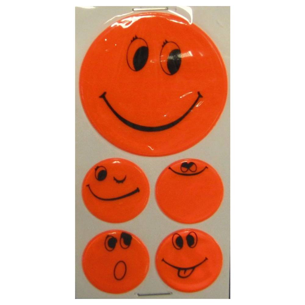 Reflexaufkleber-Set Smily, 1x Ø 5cm, 4x Ø 2,5cm, orange, 5-teilig (1 Set)