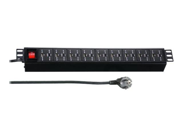 EFB 19" 1,5HE Steckdosenl. USB 9xA/9xC mit Schalter 3m, sw