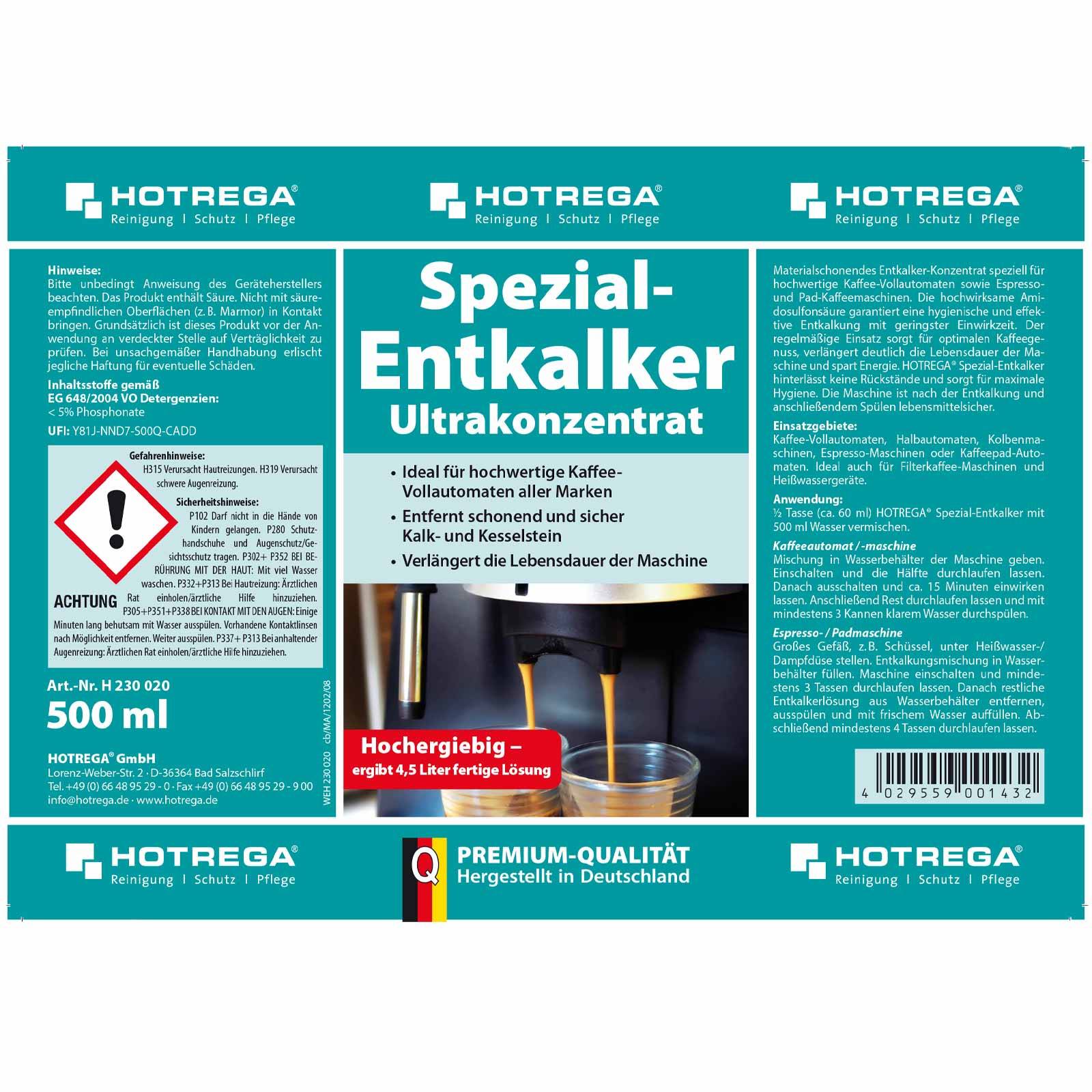 HOTREGA Spezial Entkalker Ultrakonzentrat 500 ml