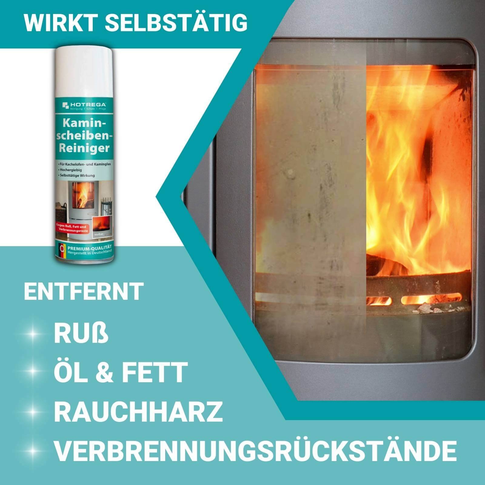 HOTREGA Kaminscheiben Reiniger 300 ml inkl. Microfasertuch
