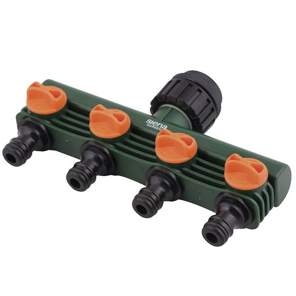 Siena Garden 399-843 4-Wege-Verteiler stufenlos regulierbar, schwarz/orange/grün