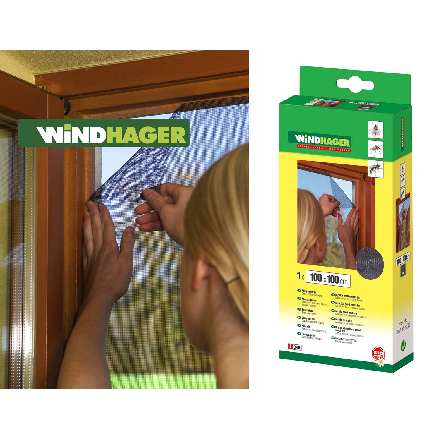 Windhager 3413 Fliegengitter aus 100% Polyester 100 x 130 cm, schwarz