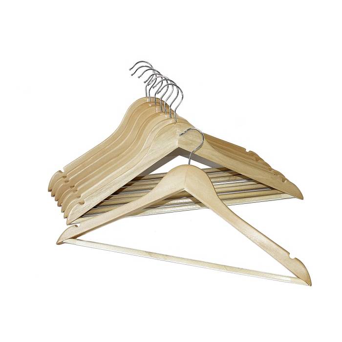 Bürstenmann 1622 Formkleiderbügel aus Buche, Rockeinschnitte, 45 cm, natur (8er Pack)