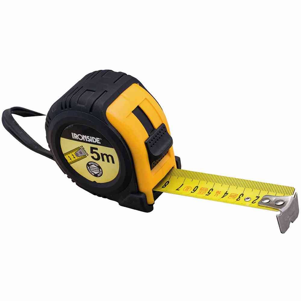 Ironside 150-212 Rollbandmaß mit Stop 5 m 25mm Band, gummiert, gelb/schwarz