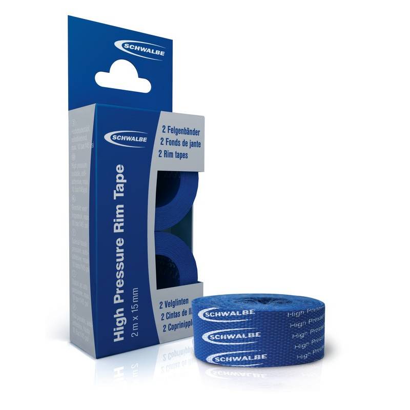 Schwalbe 880016 High-Pressure-Gewebefelgenband High-Pressure-Klebefelgenband, 15 mm x 2 m, blau (2er Pack)