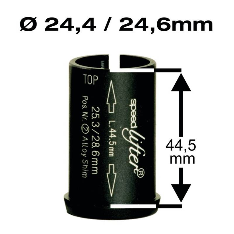 by.schulz 10144 Speedlifter Reduzierhülse 1 1/8" Ahead Ø24,4/24,6mm, 44,5mm Höhe, schwarz (1 Stück)