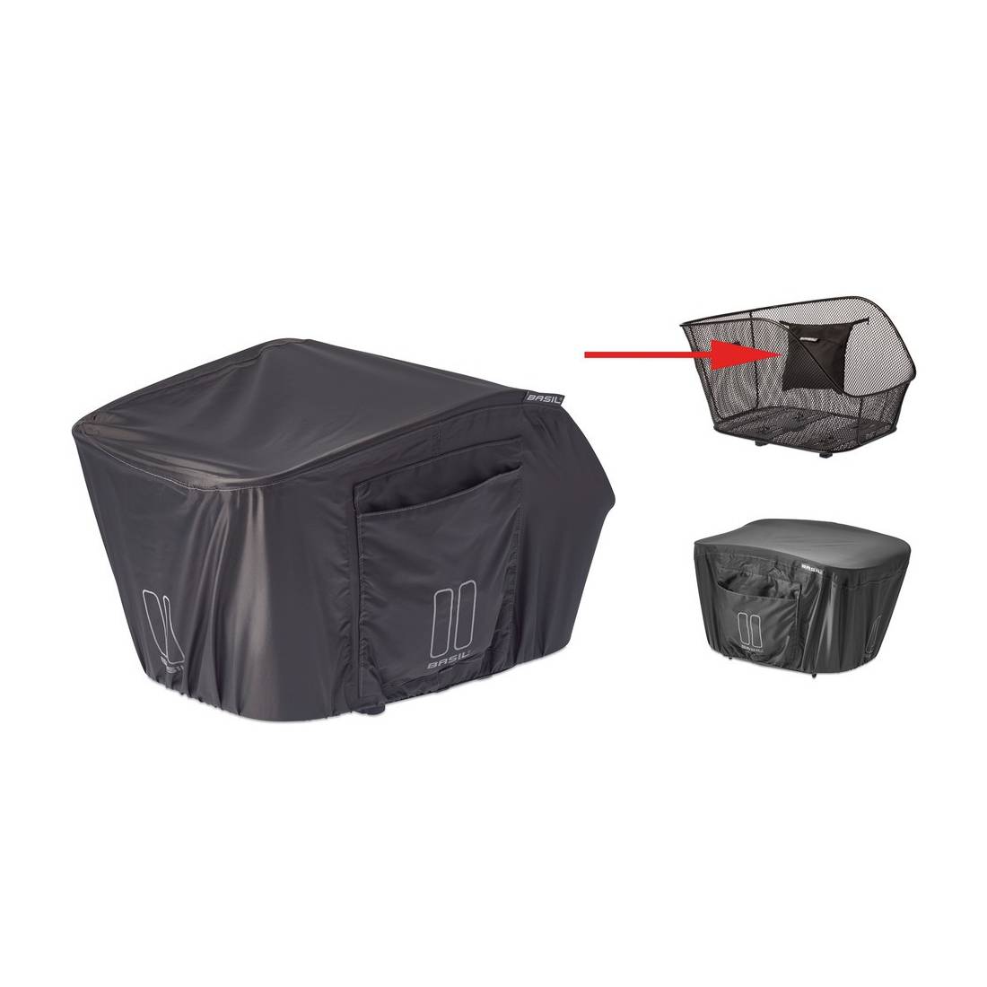 Basil 50456 Regenschutzhaube Gr.L für Hinterrad-Körbe Icon,Bold, schwarz