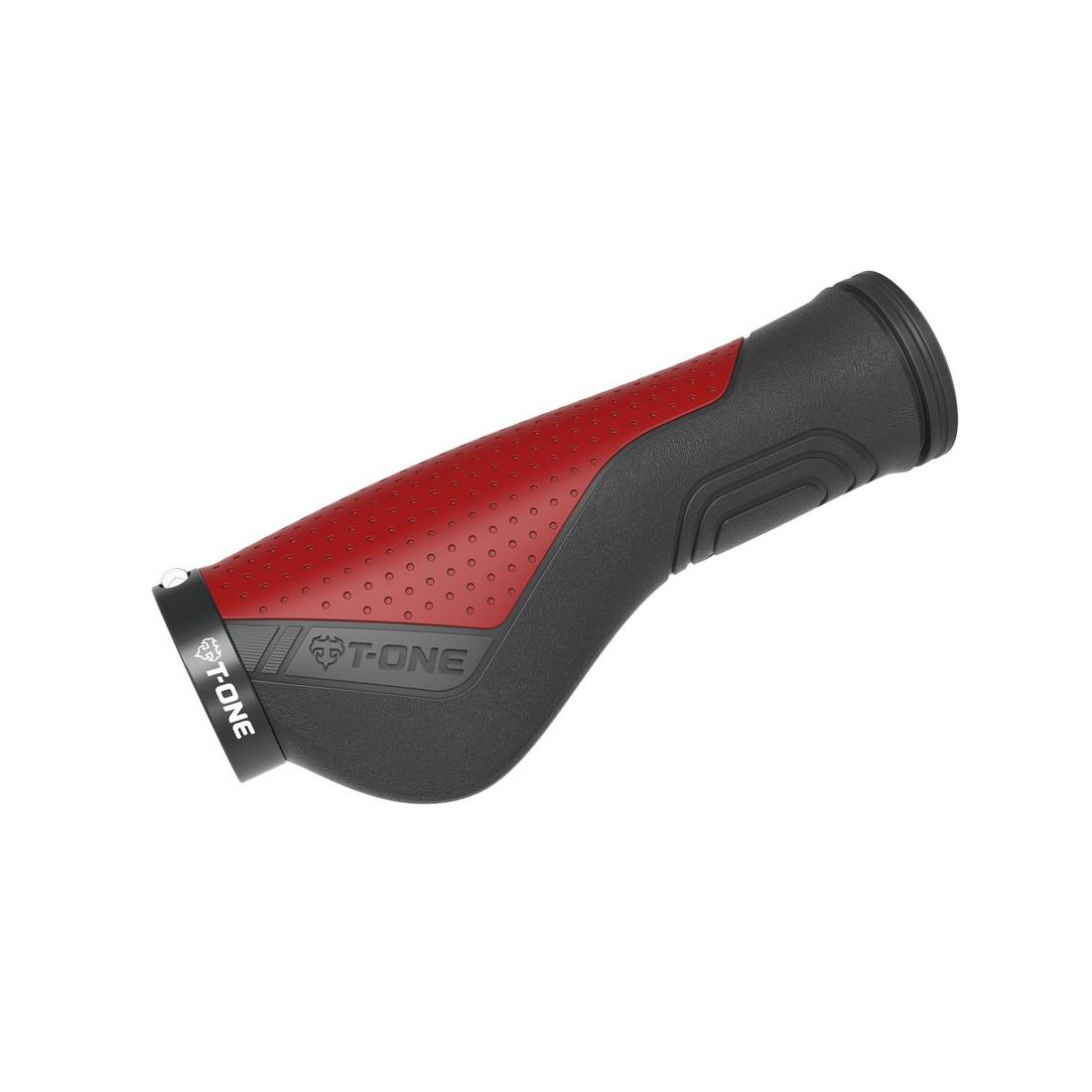 T-ONE T-GP63R Ripple Ergo Griffe, 1x Schraubensicherung, 130 mm, schwarz/rot (1 Paar)