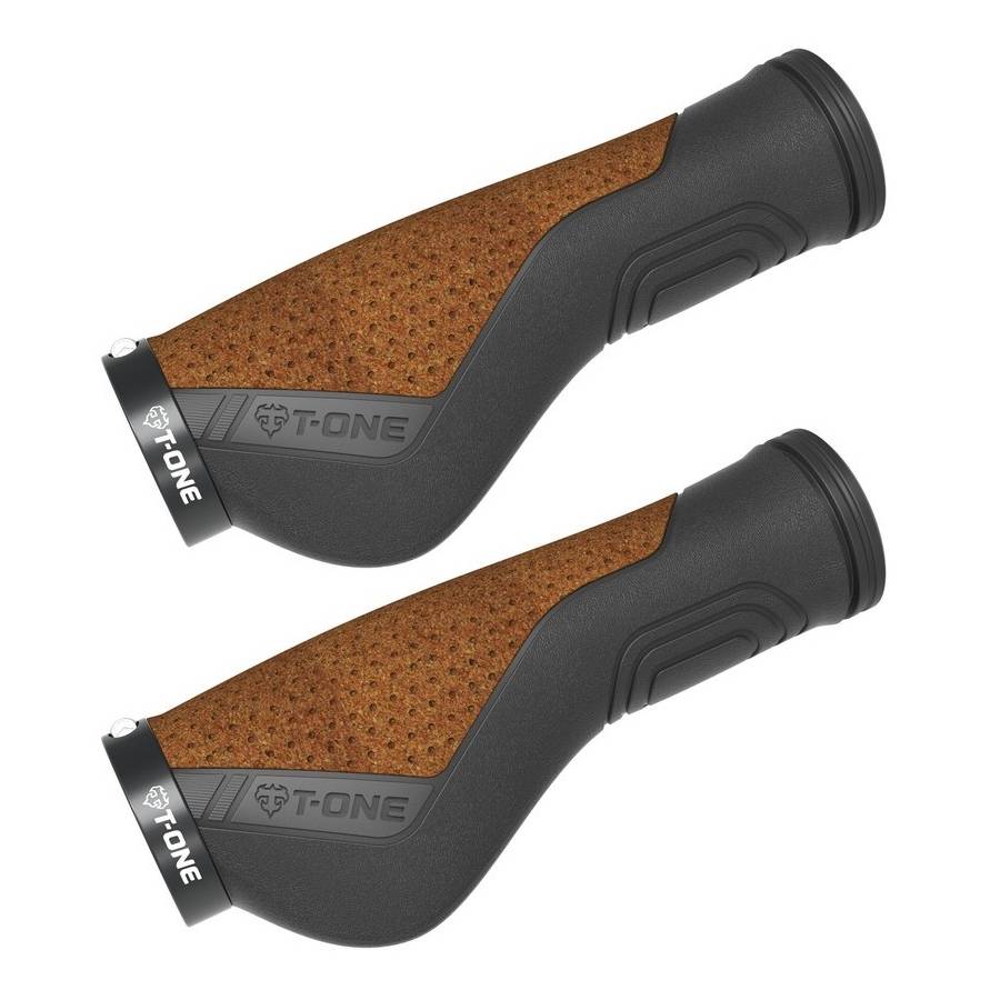 T-ONE T-GP63C Ripple Ergo Griffe, Kork, 1x Schraubensicherung, 130 mm, schwarz (1 Paar)