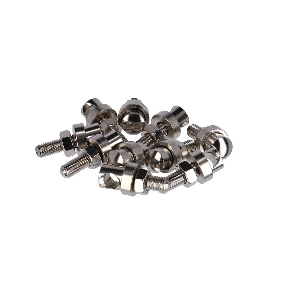 Fix Nippel Strebenbolzen M 5 x 15 mm, Messing verchromt, mit Bohrung 5,3mm, silber (10er Pack)
