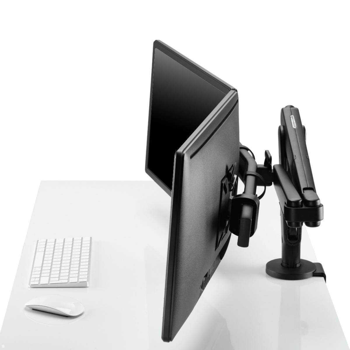 CBS Ollin Monitorhalterung für 2 Monitore mit Tischklemme, schwarz