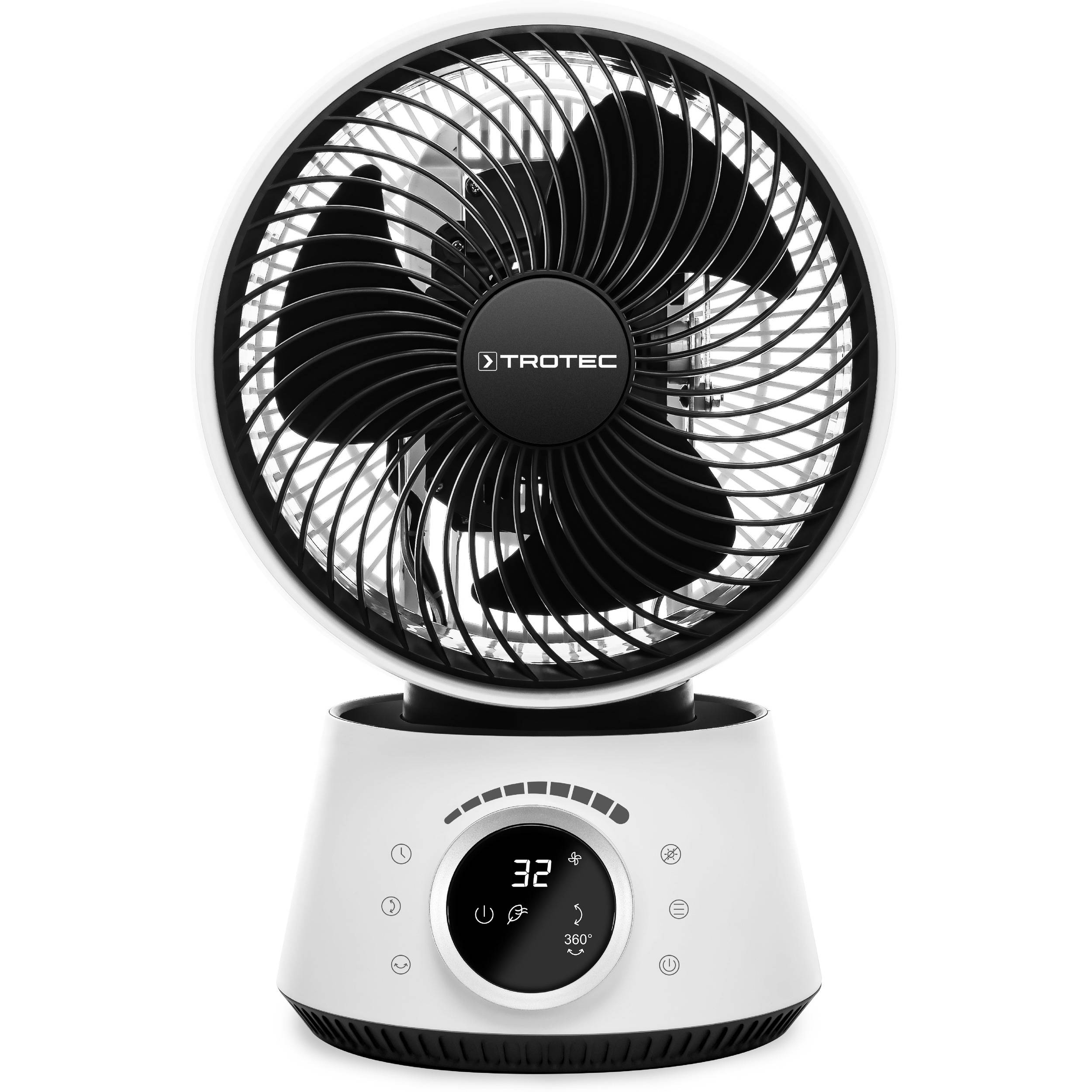 TROTEC 360°-Turbo-Ventilator TVE 100 | 26 Watt Leistung, 32 Geschwindigkeitsstufen | Duftöl-Behälter und -Diffuser | Timerfunktion (1-12 Stunden)