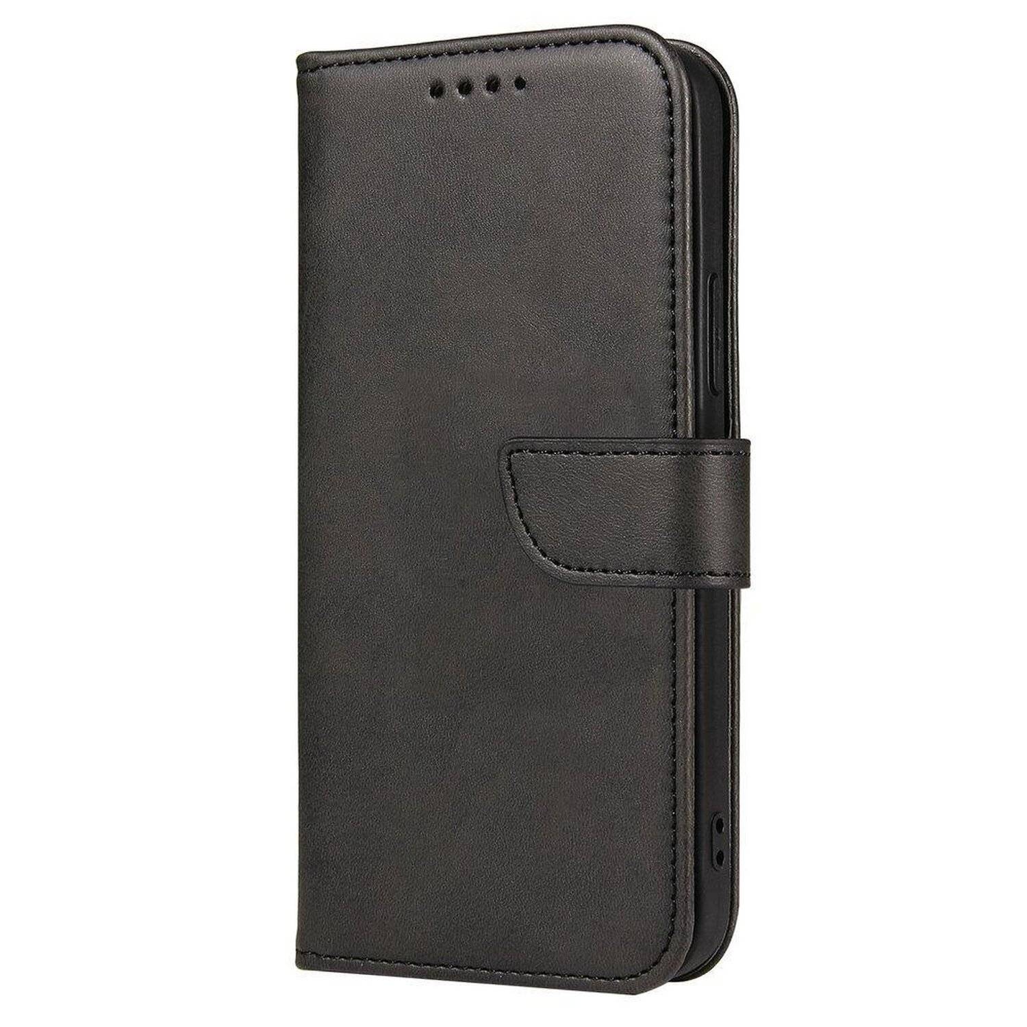 Premium Magnet Case Buch Tasche Schutzhülle aufklappbare Hülle Standfunktion Zubehör für Vivo Y21s Schwarz