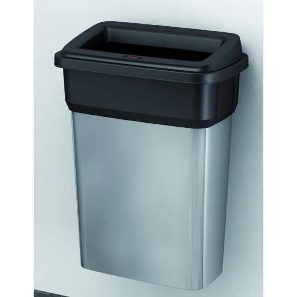 Abfallbehälter Geo 55l mit Wandhalterung metallic/schwarz