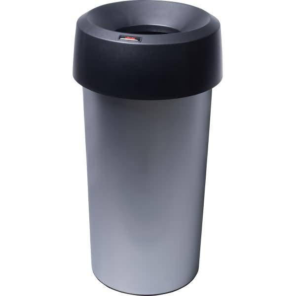 Abfallbehälter Iris 50l rund mit Trichterdeckel metallic/schwarz
