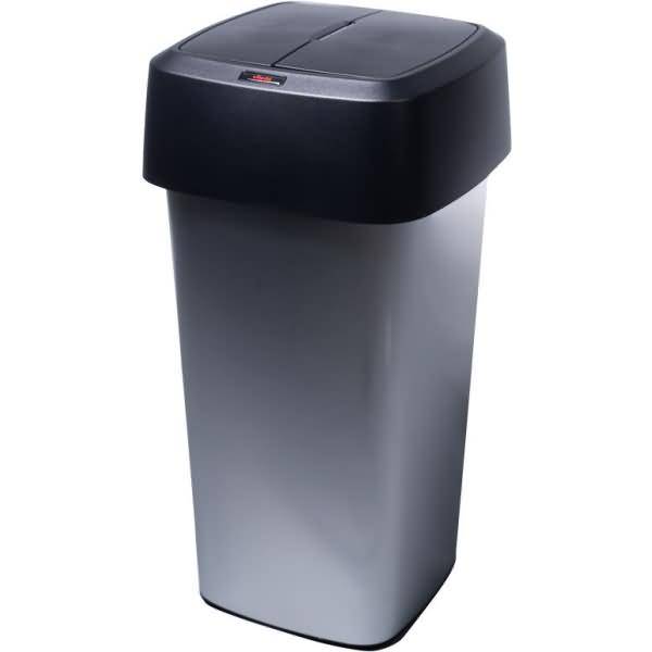 Abfallbehälter Iris 60l mit Schwingdeckel metallic/schwarz