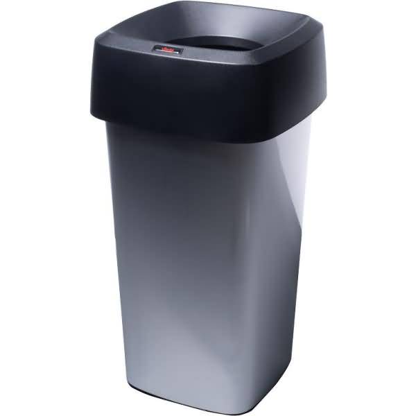 Abfallbehälter Iris 60l mit Trichterdeckel metallic/schwarz