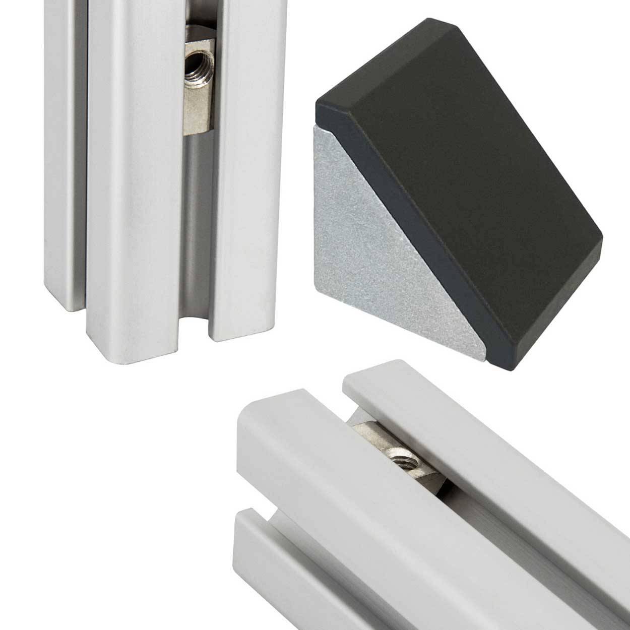 SCHMIDT systemprofile 50x Eckwinkel Nut 8 Aluminium Winkel Profil-Verbinder Eckverbinder Abdeckkappe Aluprofil-Zubehör