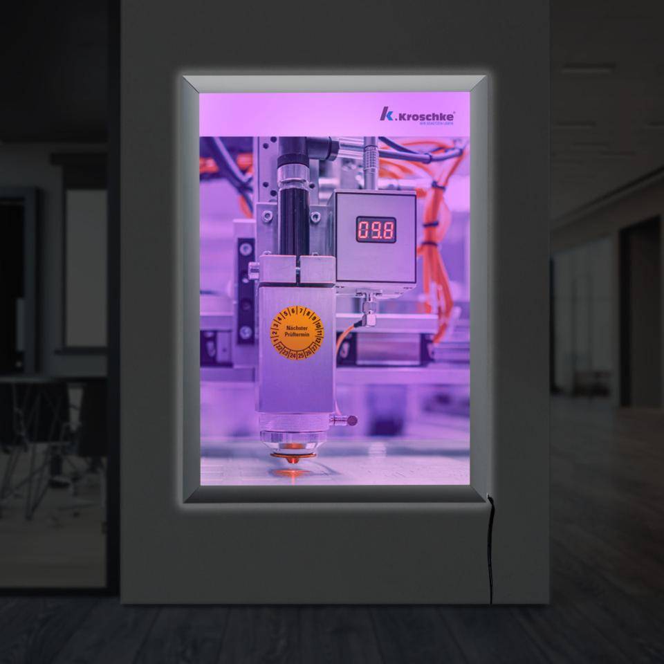 LED-Leuchtrahmen, silber, Aluminium, Profilbreite 30mm, DIN A4, 339x252x27mm