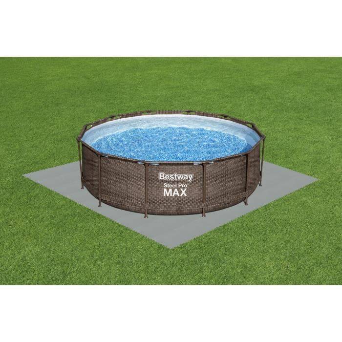 BESTWAY Pool-Bodenplanen grau, 9 Stück, 50 x 50 cm, 2,25 m² überdachte Fläche