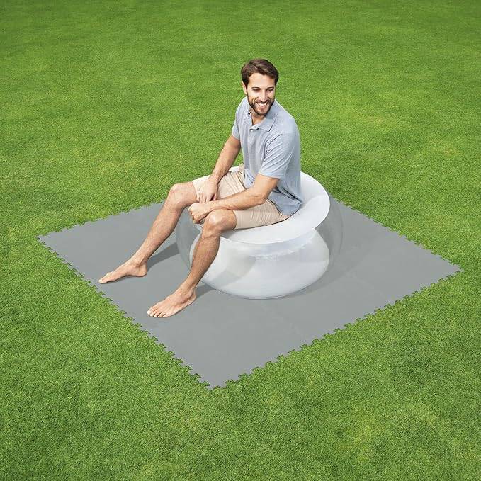 Bestway Flowclear Pool-Bodenschutzfliesen Set, grau, 9 Stück á 50 x 50 cm