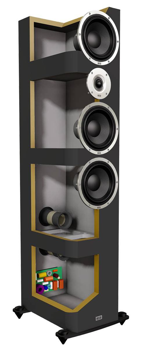 Heco Elementa 700 3-Wege Bassreflex Lautsprecher schwarz/seidenmatt, 1 Stück Neu