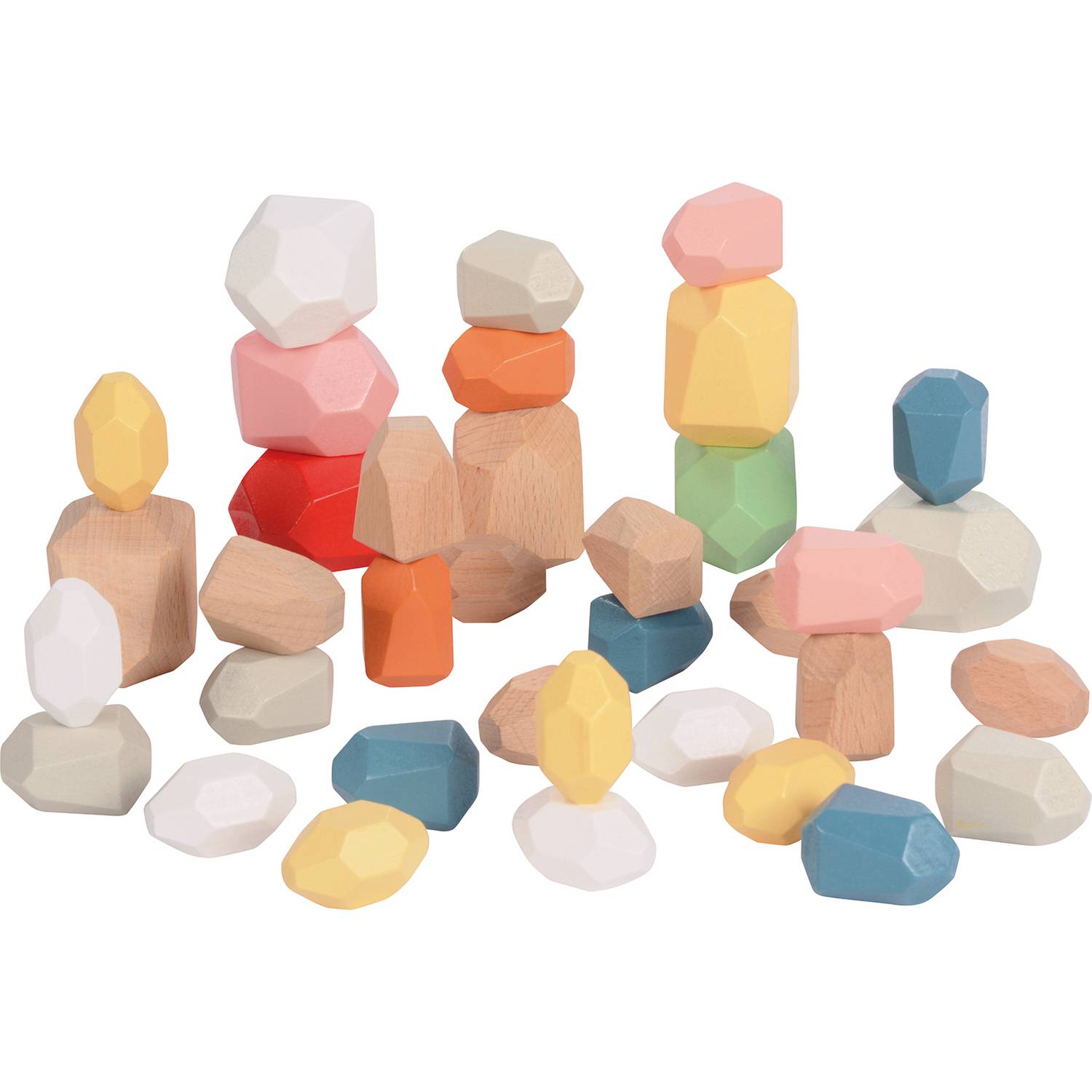 EDUPLAY 120740 Wackelblocks, Birkenholz, bunt, 36-teilig (1 Set)