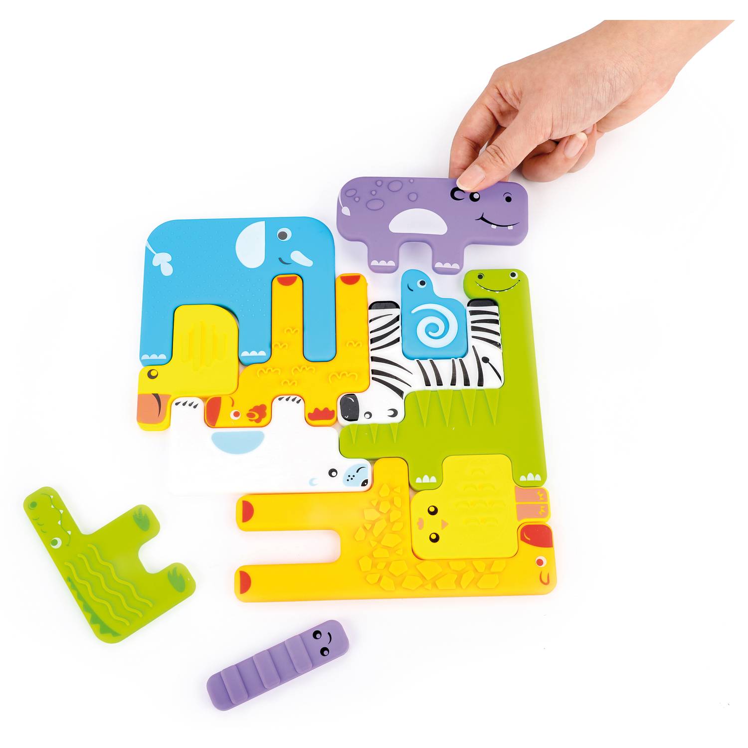 EDUPLAY 120741 Sensorik Puzzle Tiere, bunt, 12-teilig (1 Set)