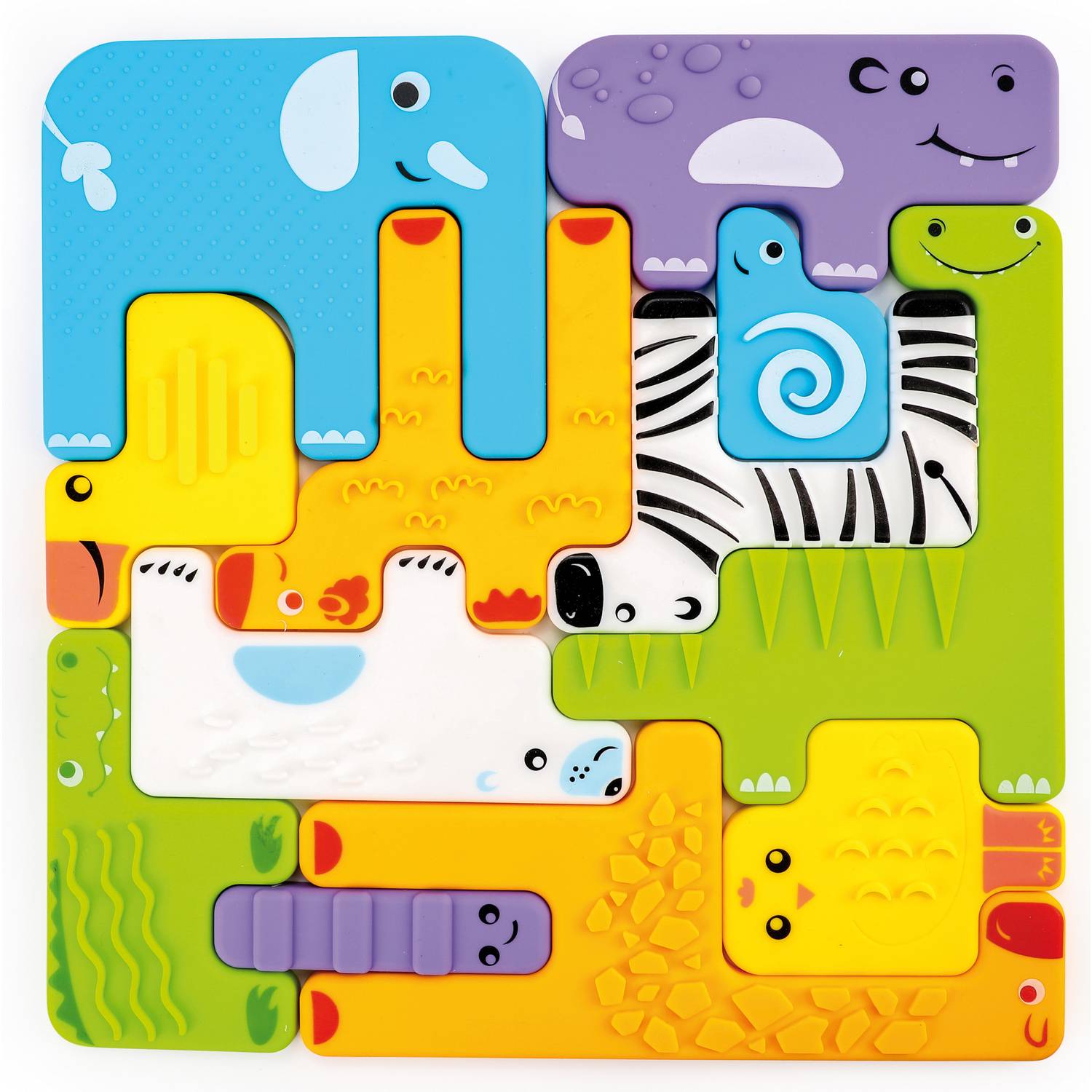 EDUPLAY 120741 Sensorik Puzzle Tiere, bunt, 12-teilig (1 Set)