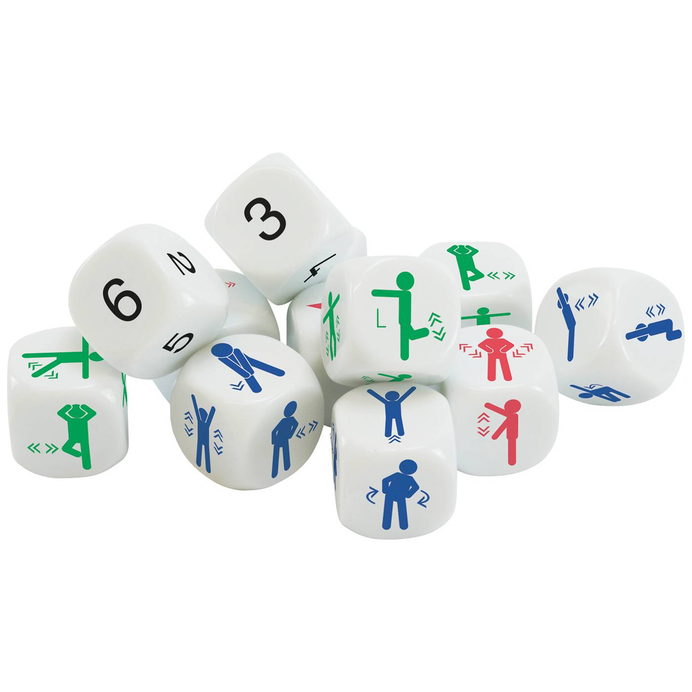 EDUPLAY 120756 Bewegungswürfel, mehrfarbig, 12-teilig (1 Set)