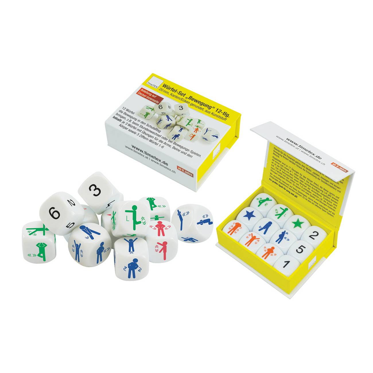 EDUPLAY 120756 Bewegungswürfel, mehrfarbig, 12-teilig (1 Set)