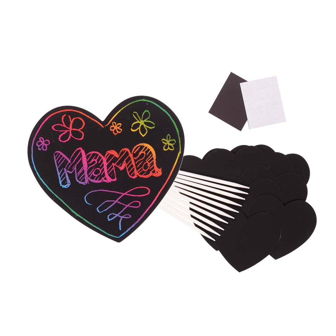 EDUPLAY 210292 Scratch Magic Herz, schwarz/bunt, 10-teilig (1 Set)