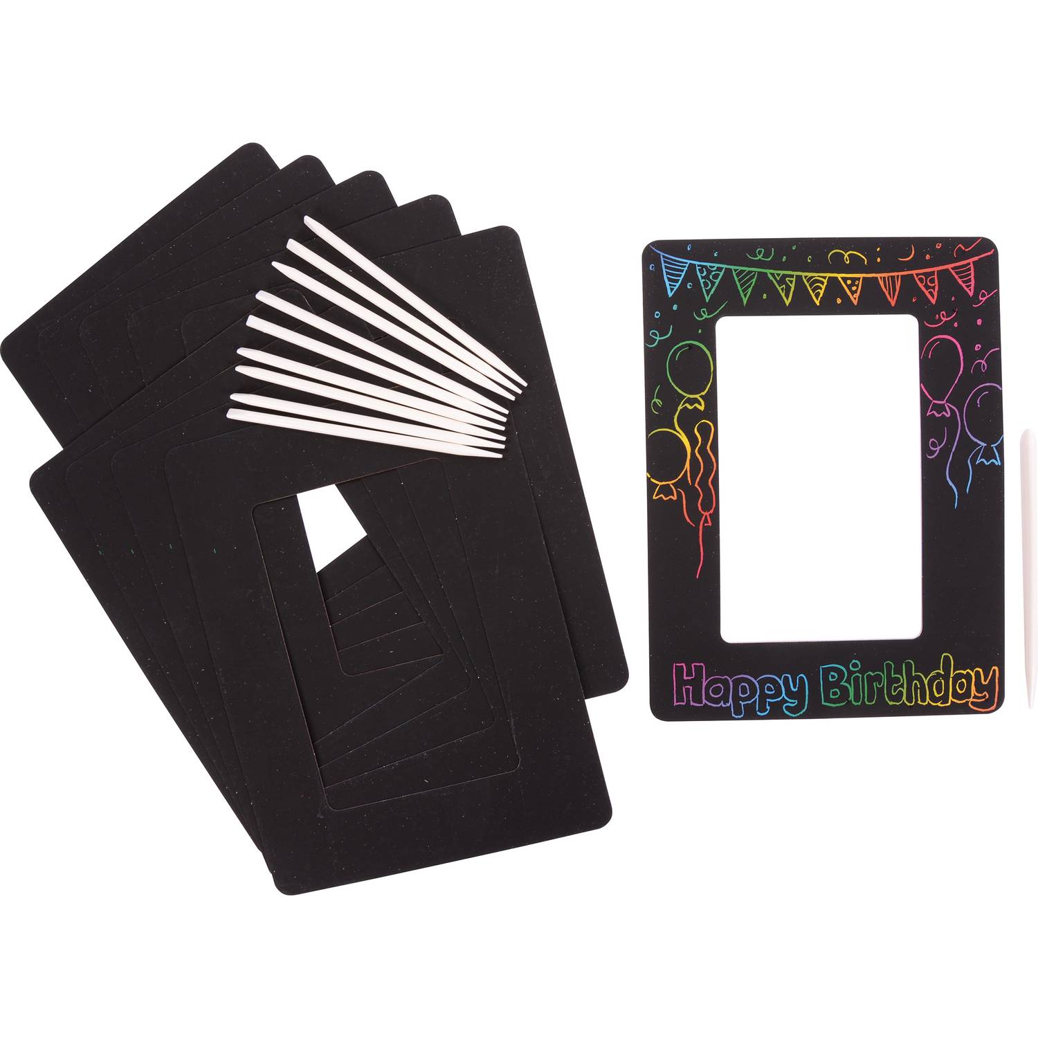 EDUPLAY 210293 Scratch Magic Bilderrahmen, schwarz/bunt, 10-teilig (1 Set)