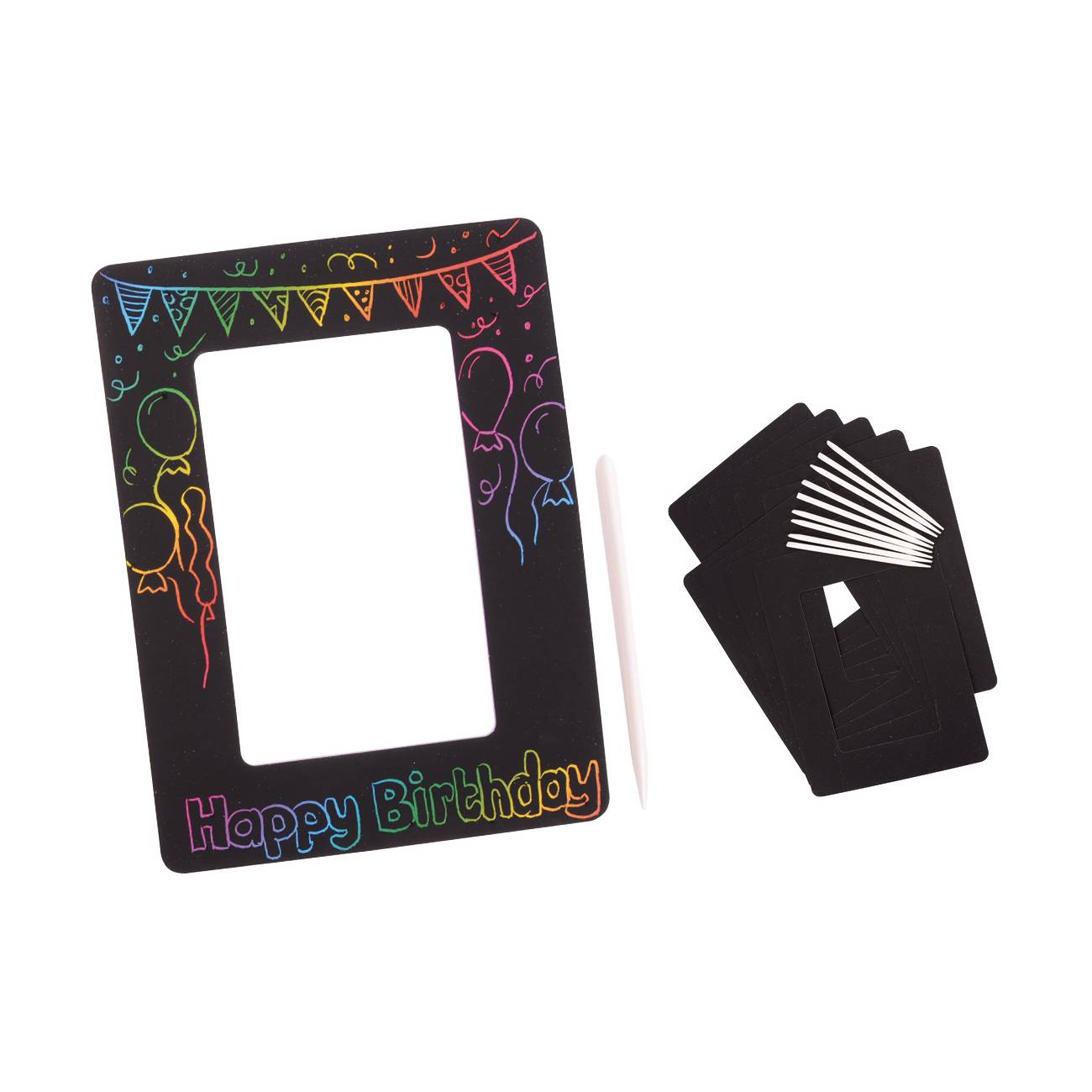 EDUPLAY 210293 Scratch Magic Bilderrahmen, schwarz/bunt, 10-teilig (1 Set)