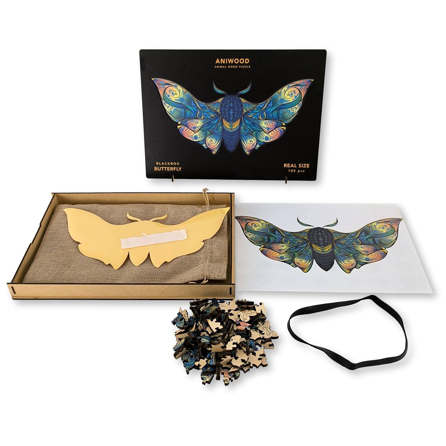 ANIWOOD Puzzle Schmetterling M 150 Teile, Holz (25,7 x 20,0 x 0,5 cm), 150-teilig (1 Set)