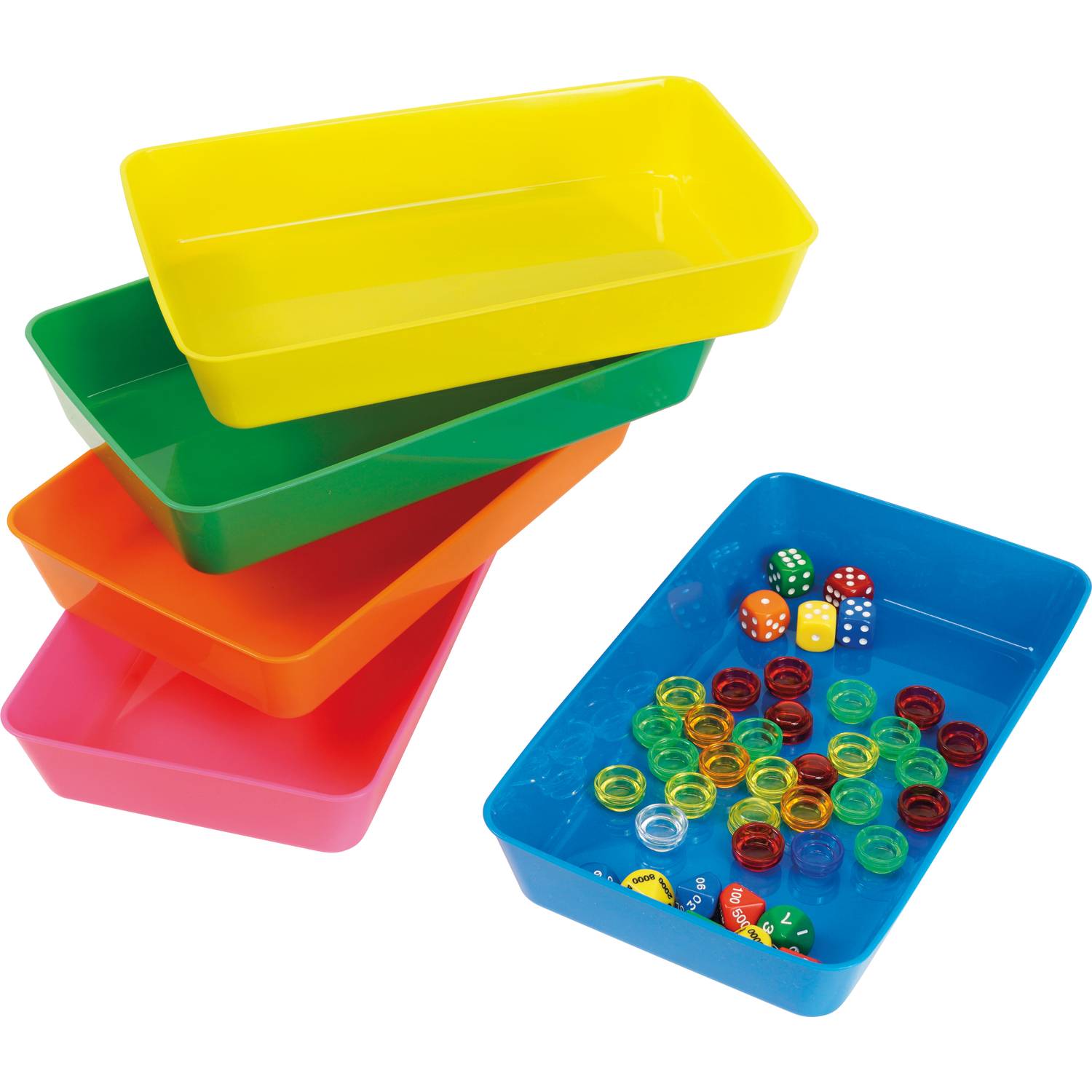 EDUPLAY 120758 Materialschalen XL, 25 x 15 x 4,5 cm, mehrfarbig (5er Pack)
